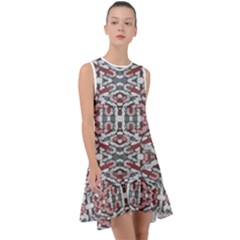 Multicolored Intricate Geometric Pattern Frill Swing Dress by dflcprintsclothing