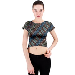 Multicolored Mosaic Print Pattern Crew Neck Crop Top by dflcprintsclothing