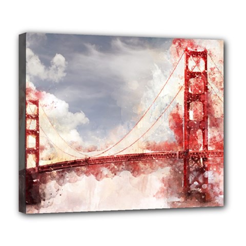 Golden Gate Bridge Deluxe Canvas 24  X 20  (stretched) by goljakoff