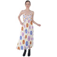 Multicolored Circles Tie Back Maxi Dress by SychEva