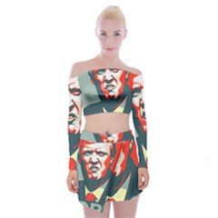 Trump Nope Off Shoulder Top With Mini Skirt Set by goljakoff
