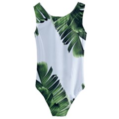 Green Banana Leaves Kids  Cut-out Back One Piece Swimsuit by goljakoff