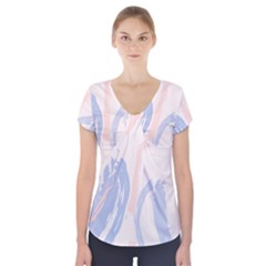 Marble Stains  Short Sleeve Front Detail Top by Sobalvarro