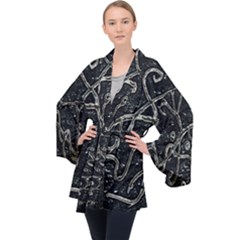 Abstract Surface Artwork Long Sleeve Velvet Kimono  by dflcprintsclothing