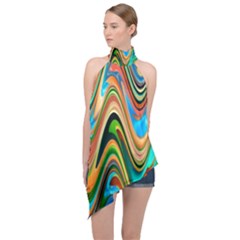 Icecreams2 Halter Asymmetric Satin Top by PollyParadise