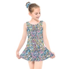 Multicolored Watercolor Stones Kids  Skater Dress Swimsuit by SychEva