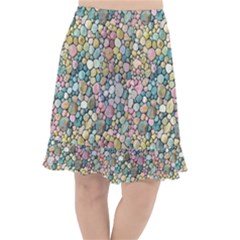 Multicolored Watercolor Stones Fishtail Chiffon Skirt by SychEva