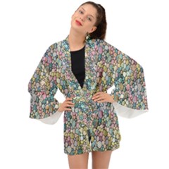 Multicolored Watercolor Stones Long Sleeve Kimono by SychEva