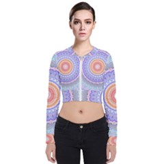 Pretty Pastel Boho Hippie Mandala Long Sleeve Zip Up Bomber Jacket by CrypticFragmentsDesign