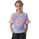 Pretty Pastel Boho Hippie Mandala Kids  V-Neck Horn Sleeve Blouse View1