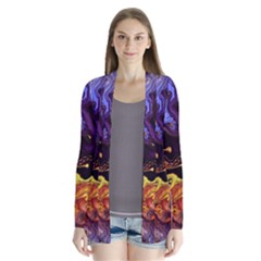 Nebula Starry Night Skies Abstract Art Drape Collar Cardigan by CrypticFragmentsDesign