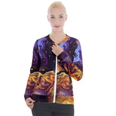 Nebula Starry Night Skies Abstract Art Casual Zip Up Jacket by CrypticFragmentsDesign