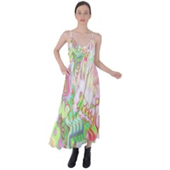 Boho Hippie Trippy Psychedelic Abstract Hot Pink Lime Green Tie Back Maxi Dress by CrypticFragmentsDesign