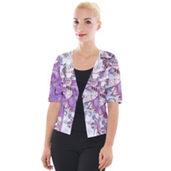 Blooming Lilacs Spring Garden Abstract Cropped Button Cardigan by CrypticFragmentsDesign