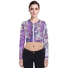 Blooming Lilacs Spring Garden Abstract Long Sleeve Zip Up Bomber Jacket by CrypticFragmentsDesign