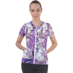 Blooming Lilacs Spring Garden Abstract Short Sleeve Zip Up Jacket by CrypticFragmentsDesign