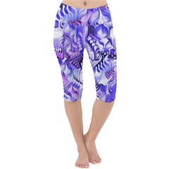 Weeping Wisteria Fantasy Gardens Pastel Abstract Lightweight Velour Cropped Yoga Leggings by CrypticFragmentsDesign