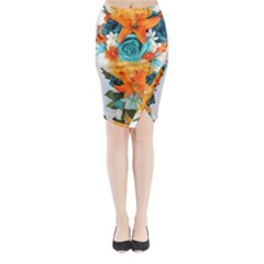 Spring Flowers Midi Wrap Pencil Skirt by LW41021