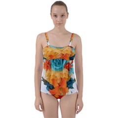 Spring Flowers Twist Front Tankini Set by LW41021