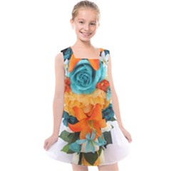 Spring Flowers Kids  Cross Back Dress by LW41021