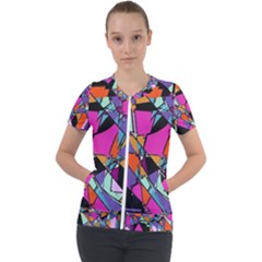 Abstract  Short Sleeve Zip Up Jacket by LW41021