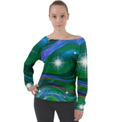 Night Sky Off Shoulder Long Sleeve Velour Top by LW41021