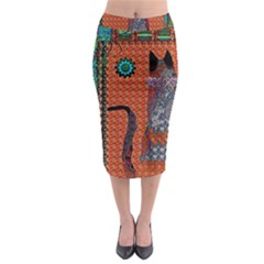 Cats Midi Pencil Skirt by LW41021