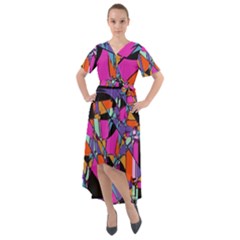 Abstract Front Wrap High Low Dress by LW41021