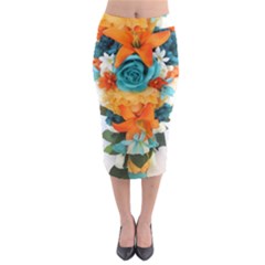 Spring Flowers Midi Pencil Skirt by LW41021