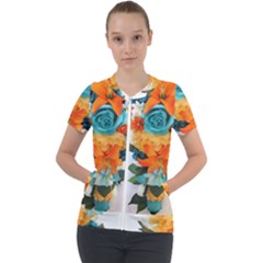 Spring Flowers Short Sleeve Zip Up Jacket by LW41021