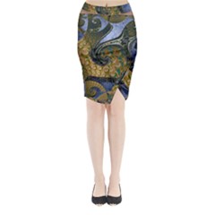 Sea Of Wonder Midi Wrap Pencil Skirt by LW41021