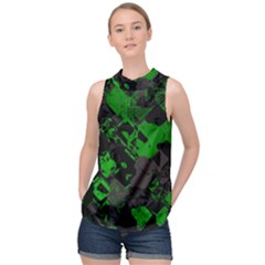 Cyber Camo High Neck Satin Top by MRNStudios