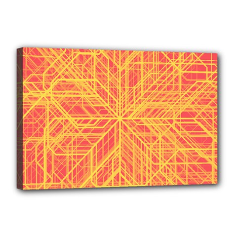 Orange/yellow Line Pattern Canvas 18  X 12  (stretched) by LyleHatchDesign