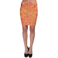 Orange/yellow Line Pattern Bodycon Skirt by LyleHatchDesign