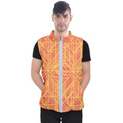 Orange/yellow Line Pattern Men s Puffer Vest by LyleHatchDesign