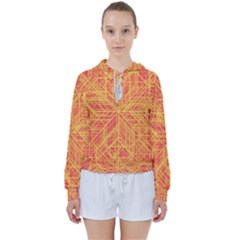 Orange/yellow Line Pattern Women s Tie Up Sweat by LyleHatchDesign