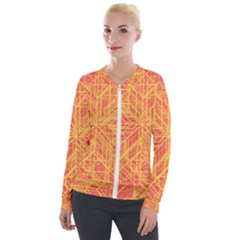 Orange/yellow Line Pattern Velvet Zip Up Jacket by LyleHatchDesign