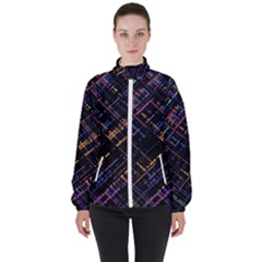 Criss-cross Pattern (multi-colored) Women s High Neck Windbreaker by LyleHatchDesign