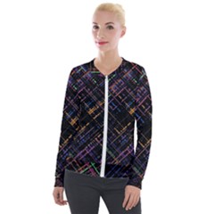 Criss-cross Pattern (multi-colored) Velvet Zip Up Jacket by LyleHatchDesign