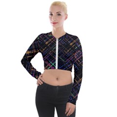 Criss-cross Pattern (multi-colored) Long Sleeve Cropped Velvet Jacket by LyleHatchDesign