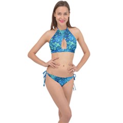 Deep Blues Cross Front Halter Bikini Set by AlkaravanCreations