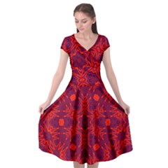 Red Rose Cap Sleeve Wrap Front Dress by LW323