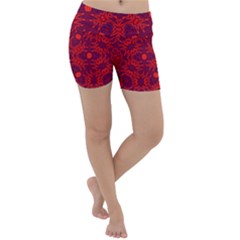 Red Rose Lightweight Velour Yoga Shorts by LW323