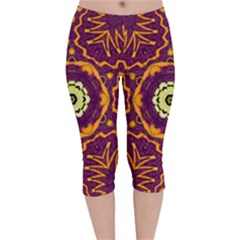 Tropical Twist Velvet Capri Leggings  by LW323