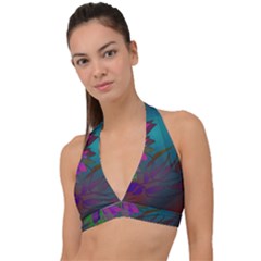 Evening Bloom Halter Plunge Bikini Top by LW323