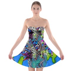 Exotic Flowers In Vase Strapless Bra Top Dress by LW323