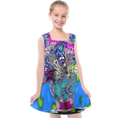 Exotic Flowers In Vase Kids  Cross Back Dress by LW323