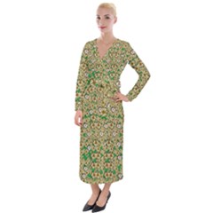 Florals In The Green Season In Perfect  Ornate Calm Harmony Velvet Maxi Wrap Dress by pepitasart