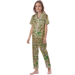 Florals In The Green Season In Perfect  Ornate Calm Harmony Kids  Satin Short Sleeve Pajamas Set by pepitasart