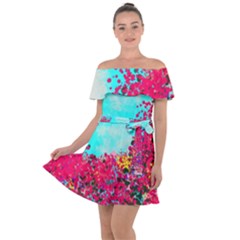 Flowers Off Shoulder Velour Dress by LW323